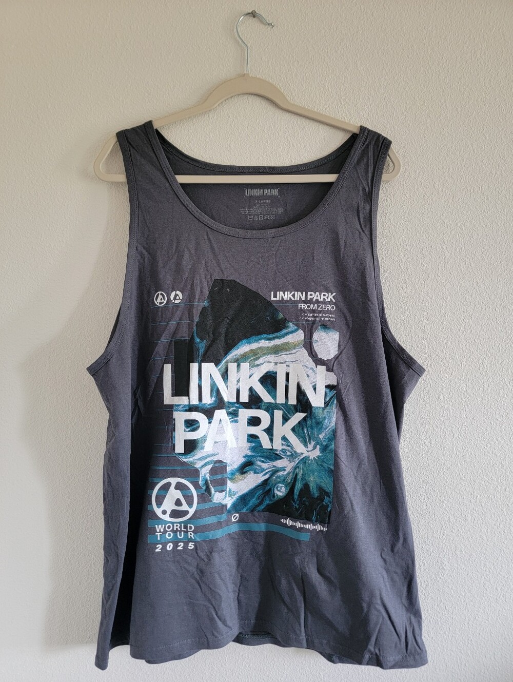 Linkin Park From Zero World Tour 2025 Gray Graphic Tank Top Size Extra Large